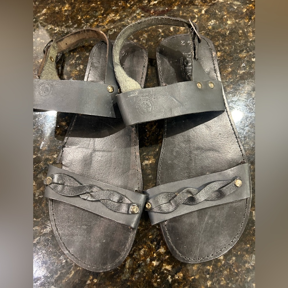 Ralph Lauren POLO Black Leather Sandals SIZE 42